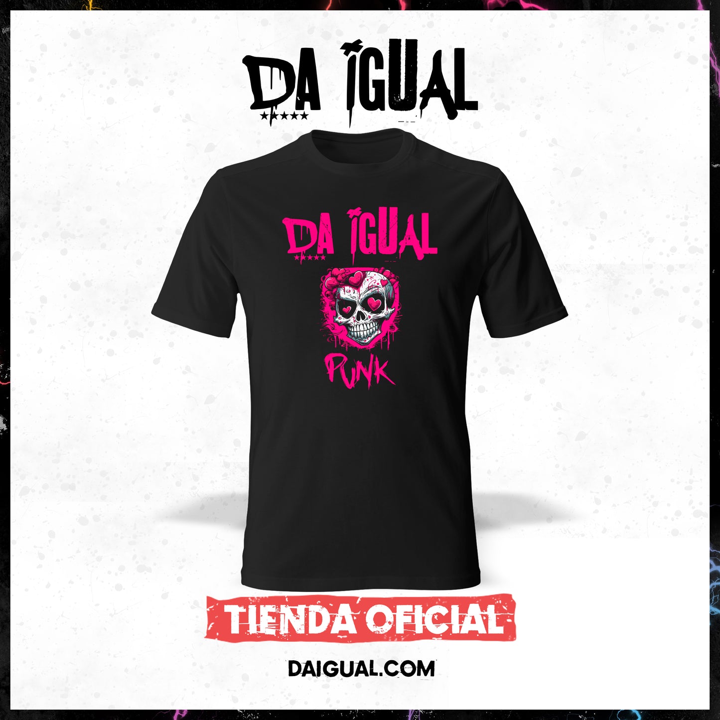 Camiseta Da Igual Oficial (Calavera Pink Punk)