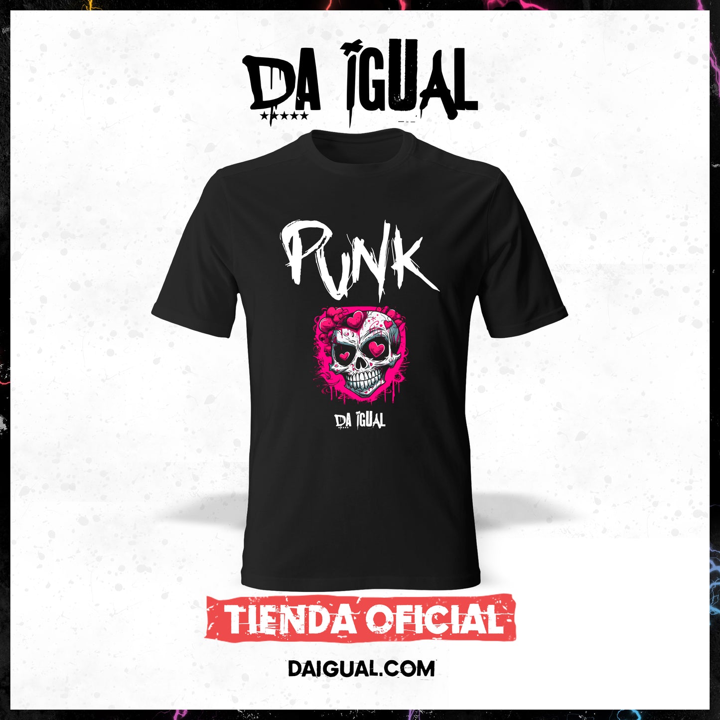 Camiseta Da Igual Oficial (PUNK White Calavera)