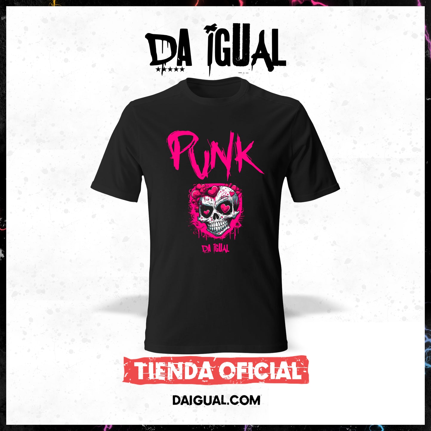 Camiseta Da Igual Oficial (PUNK Pink Calavera)